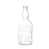 Bouteille en verre cylindrique Voltan 500 ml pour spiritueux (Whisky, Rhum), avec bouchons hermétiques, en verre silex transparent, conteneur de stockage robuste de qualité supérieure