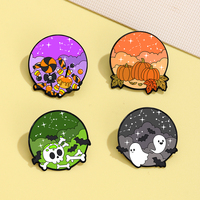 Badges en émail personnalisés en gros, design scène d'Halloween, fabrication directe usine, OEM ODM, stock disponible