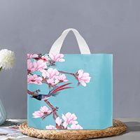 Sacs de courses en LDPE personnalisés YC Factory avec imprimé fleur de magnolia et oiseau, poignée souple brillante, sacs en plastique personnalisés pour cadeaux