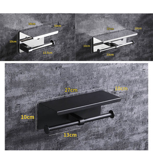 Double porte-<span class=keywords><strong>papier</strong></span> toilette en acier inoxydable avec rangement, porte-<span class=keywords><strong>papier</strong></span> hygiénique avec étagère, porte-<span class=keywords><strong>rouleau</strong></span> de <span class=keywords><strong>papier</strong></span> toilette - Product Image 3