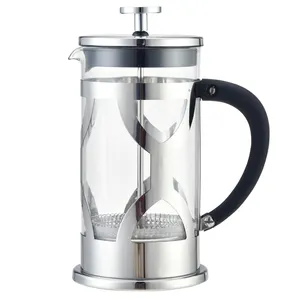 ホット & コールドブリューステンレス鋼フレンチコーヒーメーカー350 mlガラス耐熱ティーポットコーヒーフレンチプレスに最適