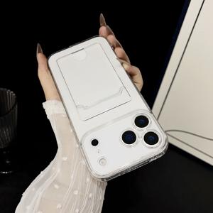 Étui de téléphone transparent anti-chute à quatre coins en TPU+PC avec porte-cartes électroplaqué pour Oppo Vivo - Product Image 6