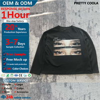 MT1457 T-shirt à manches longues 100 % coton personnalisé en usine pour hommes, impression DTG graphique, t-shirts à manches longues gaufrés pour hommes
