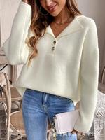 Pull en tricot à col polo pour femme, style preppy, Old Money Academia, style classique