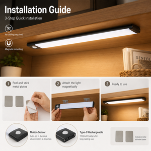 40cm <b>sensor</b> cabinet <b>light</b> <b>with</b> Type-C rechargeable three-colour dimmable magnetic <b>LED</b> cabinet <b>light</b> suitable for Kitchen Closet - Product Image 4