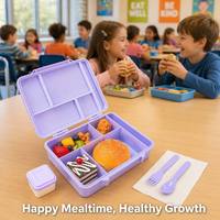 Boîte à lunch en plastique, boîte bento à 6 compartiments, 1-3L, étanche, pour étudiants
