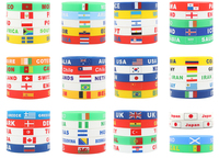 Bracelets en silicone imprimés drapeaux nationaux, pour supporters de football, événements sportifs, souvenirs, cadeaux, étanches, promotionnels