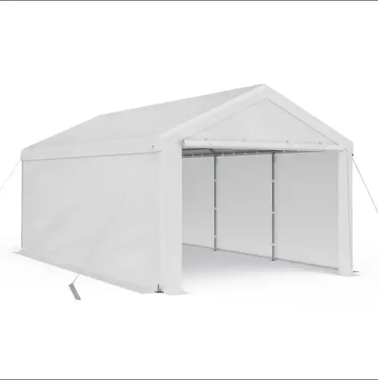 Tuoye 10 'x 20' Pe Pvc 금속 공장 가격 중고 간이 차고 휴대용 자동차 오토바이 차고 판매