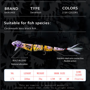 Nouveau leurre flottant de pêche au lancer à chaud, 3 pièces/boîte, Simulation de lézard multi-articulé, grand Swimbait, couleurs UV, stock d'appâts - Product Image 2