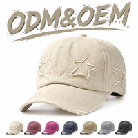 Casquette de baseball unisexe décontractée en coton doux et respirant, avec broderie étoile personnalisée, bord incurvé, effet vieilli et délavé, style vintage