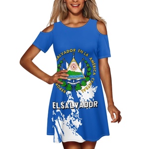 Personalizzato Alvadoran Sexy spalla fredda vestito Midi ragazze all'ingrosso <span class=keywords><strong>El</strong></span> Salvador stampa Logo taglie forti abiti da donna - Product Image 3