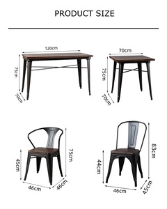 UNIKIDEAS Muebles para Restaurantes, Comedor de Hierro y Madera Estilo <span class=keywords><strong>Loft</strong></span> para Comida Rápida y <span class=keywords><strong>Café</strong></span>, Juego de Mesa y Sillas para Restaurante - Product Image 5