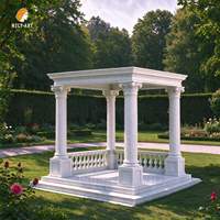 MILY Gazebo de luxe rectangulaire en marbre blanc, style romain, pour extérieur, maison, jardin, parc, hôtel, cour