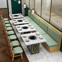 Ensemble de mobilier de restauration commercial OEM ODM : banquette modulaire, table de salle à manger électrique pour barbecue et hot pot, chaises
