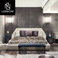 Lit de luxe de haute qualité, style postmoderne, en tissu brun, rembourré, meubles de chambre à coucher, lit king size