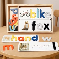 Jouet éducatif transfrontalier pour enfants boîte en bois mot Puzzle carte de reconnaissance de l'alphabet anglais correspondant pour l'apprentissage précoce