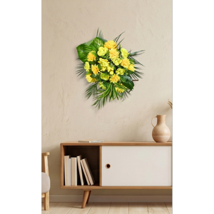 <b>Artificial</b> Yellow Flower <b>Bouquet</b> with Tropical Green Leaves Decorative Floral Arrangement for Home Decor - Product Image 2