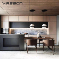 Meubles de cuisine modernes sans poignées, finition laquée haute brillance, armoires de cuisine sur mesure, prix direct usine pour la rénovation de la maison