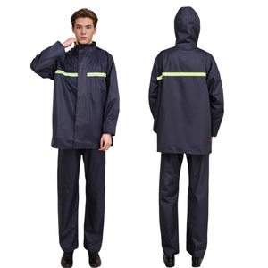 Conjunto de Pantalones y Chaqueta Impermeable con Logotipo Personalizado, Forro de Malla Transpirable, Tiras Reflectantes, Poncho con Bolsillos para Trabajo y Actividades al Aire Libre - Product Image 2