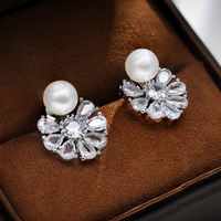 Anting-anting zircon potongan pir geometris mewah dan trendi untuk wanita, hadiah pernikahan, grosir perhiasan