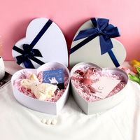 Boîte Cadeau en Forme de Cœur pour la Saint-Valentin et Anniversaire, Écologique, Recyclable, Réutilisable, Vide, avec Couvercle Ciel et Terre et Nœud d'Emballage