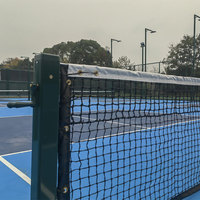 Poteau de filet de pickleball professionnel en alliage d'aluminium blanc, fixe au sol, avec enrouleur externe à cliquet pour la compétition
