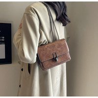 Sac bandoulière carré vintage pour femme, mode 2024, chaîne simple, sac à main en cuir PU