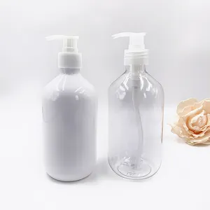 Benutzer definiertes Logo klar transparent braun weiß schwarz bernstein grün 300ml 400ml 500ml Pump Shampoo flasche mit Pump köpfen