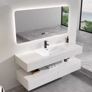 Mueble de Baño con Lavabo, Diseño de Lujo, Lacado en Blanco, con Cajones de Almacenamiento - Product Image 2