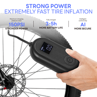 Compresseur d'air pour pneus multi-tension ABS - 7,4 V/12 V CC avec jauge numérique 3-150 psi, lumière LED noire, lumière d'urgence, portable