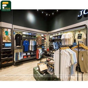 Custom Modern Apparel Shop Fashion Rack <b>Wall</b> Shelving <b>Cabinet</b> Checkout Counter Fixture - Product Image 2