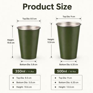 Taza Apilable de Acero Inoxidable de 350ml/500ml (12oz/17oz) para Promoción, con Logotipo Personalizado, de Pared Simple, para Camping, Venta al Por Mayor - Product Image 2