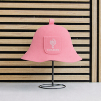 Chapeau de sauna en feutre de laine mérinos 100% pure, réutilisable, motif dessin animé, best-seller, résistant à la chaleur, respirant, couleur unie, épaisseur 3 mm, pour hommes et femmes