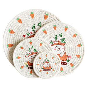 Set de table rond Carrot Lover, 12cm, 18cm, 24cm, 30cm, lavable, design cartoon, tapis isolant thermique pour vaisselle - Product Image 2