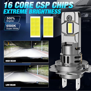 Mini taille moto phare ampoule H4 LED H1 H7 ventilateur refroidissement 12V lumière LED H7 H4 CSP puces 50W 6000K H1 Auto Lampadine H4 - Product Image 4