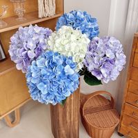 Hydrangea artificielle réaliste et durable à tête géante, fleurs artificielles pour la maison et les mariages, décoration florale, hydrangea à tige unique, fausses fleurs en soie