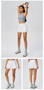 カスタムロゴ ハイウエスト テニス ヨガ ゴルフ スカート インナーパンツ付き 快適 ランニング ダンス プラスサイズ ポケット付き アクティブスカート - Product Image 2