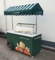 Chariot de Vente de Gelato et Crème Glacée Robuste à Pousser à la Main avec Évier et Congélateur à Plateau Froid