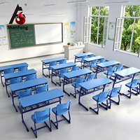 Ensemble bureau et chaise double ergonomique en PE creux, moderne et durable, pour l'école et l'appartement – Mobilier de classe écologique