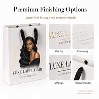 Sac en papier de luxe personnalisé pour extensions de cheveux, emballage boutique, sac fourre-tout en papier cadeau avec poignées en ruban