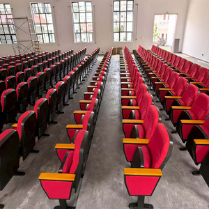 Venta al por mayor de fábrica de sillas plegables modernas de plástico para cine, iglesia, auditorio, aulas escolares con tablas de escritura. - Product Image 3