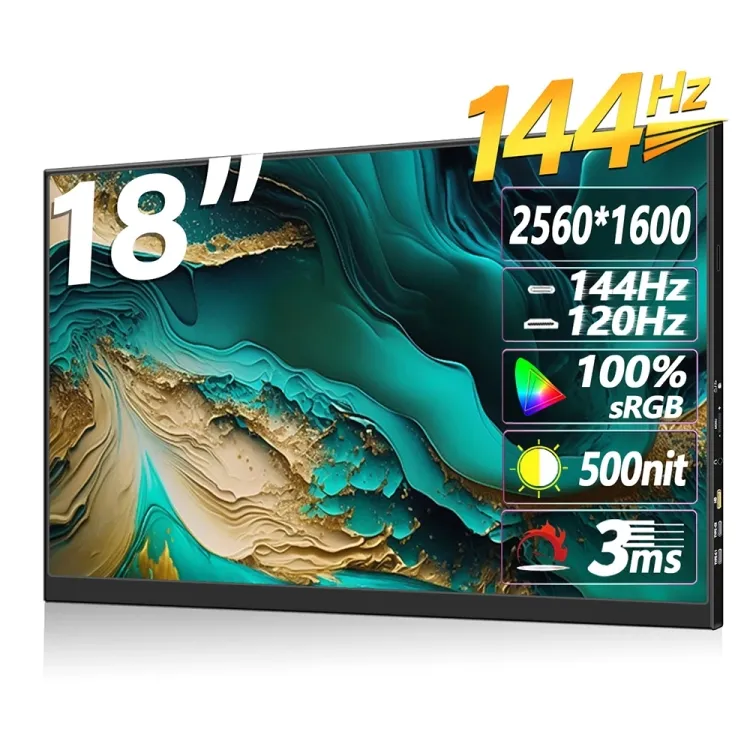 Ucuz fiyat 18 inç IPS ekran HDR 2560x1600P IPS ekran taşınabilir monitör 178 derece tam görüş açısı