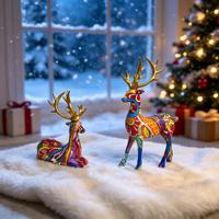 Ensemble de figurines de rennes en plastique, statue de cerf de Noël, sculpture animale pour la décoration de salon et de maison