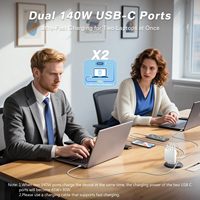 HYTO 140W USB C Chargeur GaN Rapide PD 140W 100W 65W 45W Prise Station de Charge Multi Port pour MacBook Ordinateur Portable Adaptateur Secteur de Voyage
