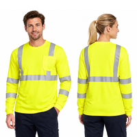 Camisa de Seguridad Reflectante Ligera de Manga Larga para Trabajadores al Aire Libre, Alta Visibilidad, Clase 3, Camisa de Construcción