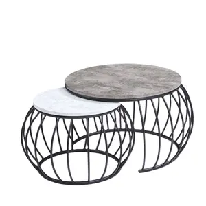Fournisseur chinois meubles de salon Design moderne Table basse centrale en marbre Mdf