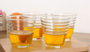 Precio al por mayor, portátil, 5/3 Uds., juego de tazas de jarra de agua de vidrio a rayas, jarra para agua, jugo, cerveza, vino - Product Image 5