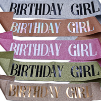 Vente en gros ceinture scintillante personnalisée 'anniversaire fille' ruban de ceinture reine en feuille d'or rose de haute qualité pour les décorations de sac d'emballage de fête