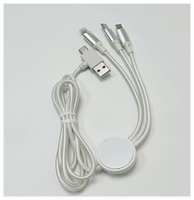 Câble de charge tressé 6-en-1 avec logo LED blanc, cordon de données transparent, câble multifonction universel à double entrée, cadeau