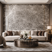 Grande dalle de marbre gris moderne poli, imperméable, vente en gros, dalle de marbre naturel pour hôtel, villa, projet personnalisé, garantie 1 an